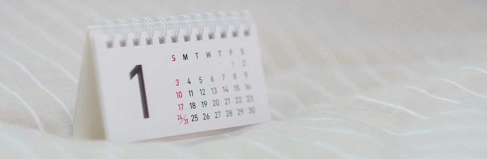 White month calendar on white sheet