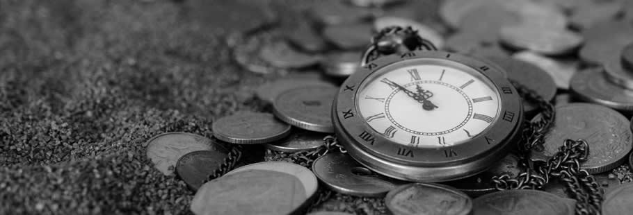 Pocket watch on coins