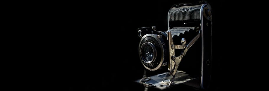 Camera on black background