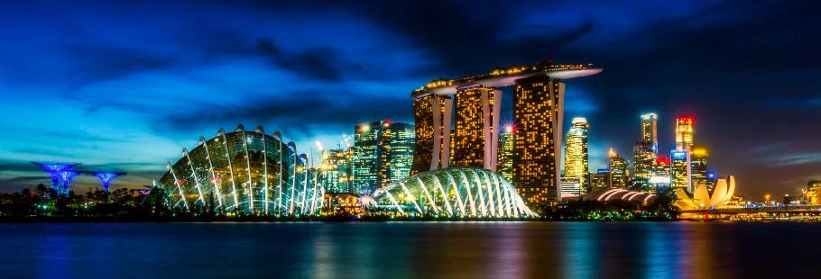 Cityscape light up at night