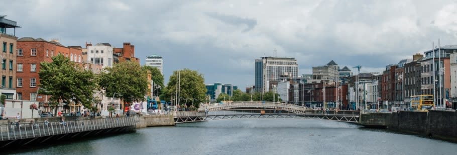 Mid view of Dublin bridges from the river