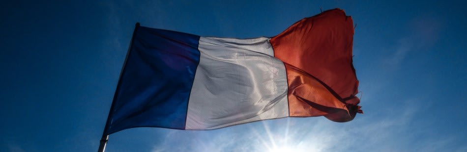 French flag in sunlight